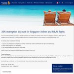 30% Krisflyer Redemption Discount on Singapore Airlines