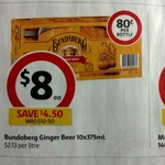 Bundaberg Ginger Beer 10x 375ml Pack $8 at Coles from 7/6/17