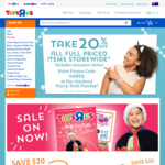 Toys R Us- 20% off Full Prices Items