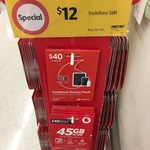 Vodafone Prepaid Starter / Combo Plus $40 for $12 @ Coles