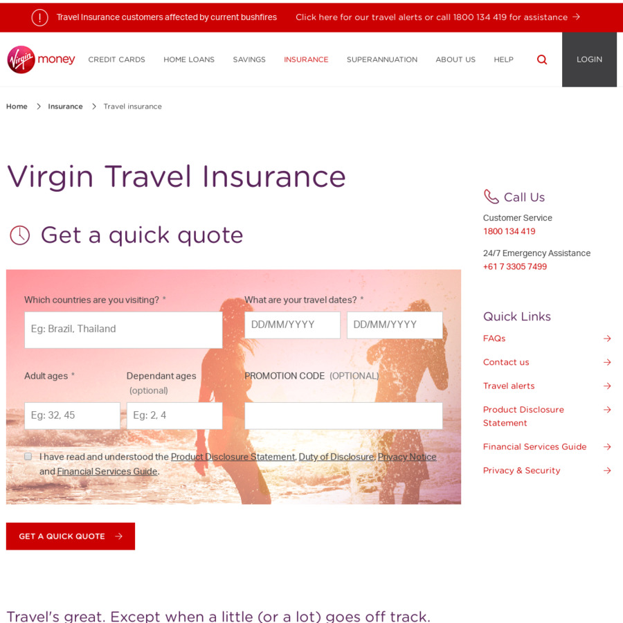 travel insurance with virgin money account