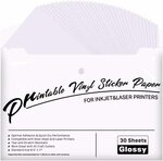 30pk Printable Vinyl Sticker Paper Glossy White $21.24 (15% off) + Delivery ($0 with Prime/ $39 Spend) @ Handed Down Amazon AU