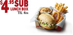 Sub Lunch Box (Mini Roast Chicken Sub, Small Chips, Potato & Gravy & 2 Onion Rings) $4.95 (until 4pm Daily) @ Red Rooster