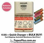 Maxell Battery Charger & 4x AA Maxell NiMH Batteries $19.95 Shipped @ tapesplus_jeremy via eBay