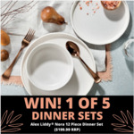 Win 1 of 5 Alex Liddy Nora 12 Piece Dinner Sets Worth $199.99 from Robins Kitchen