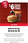 $6 Zinger Burger Combo Pickup @ KFC App or Web Only