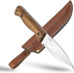 Bushcraft Knife with Leather Sheath - Camping Knives $47.49 Delivered @ BPS Knives Amazon AU
