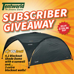 Win an Oztrail 4.2 Blockout Shade Dome Shelter with Sunwall and 3 Extra Blockout Walls Worth $739.96 from Tentworld