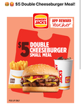 Small Double Cheeseburger Meal $5 @ Hungry Jack's App