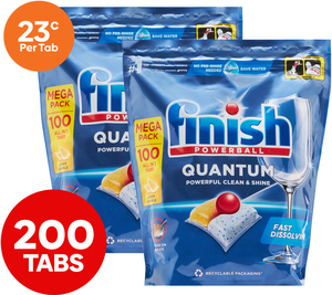 Finish Powerball Quantum Dishwashing Tabs Lemon Sparkle 2x100pk $27.60 ($0.138 Per Tab) + Delivery ($0 with OnePass) @ Catch