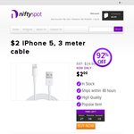 $2 iPhone 5 Cable - 3 Meter Long + $4.99 Shipping