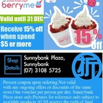 15% OFF When Spend $5 or More @ Berryme Frozen Yogurt Ice Cream Sunnybank