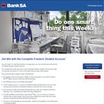 $50 Cashback for New BankSA Freedom Student Accounts (10 Transactions Required)
