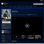 Destiny PS4 $59.99 US PSN Store