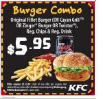 KFC Burger Combo $5.95 (SAVE $2) 