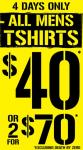 Live Clothing - $15 Each All Men's T-Shirts* with Voucher (WA/SA Only)