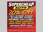 Supercheap Auto - 20% off Sale - One Day Only Saturday 02/01/2010 - Store Stock and Online Store