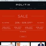 20% - 50% off Online at Politix