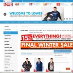 Lowes 15% off Everything - Today, Online Only