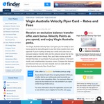 Virgin Australia Velocity Freq Flyer Credit Card: 0% BT for 18 Months, 2 Bonus Pts/$1 Spend 1st 3 Months ($64 Annual Fee 1st Yr)