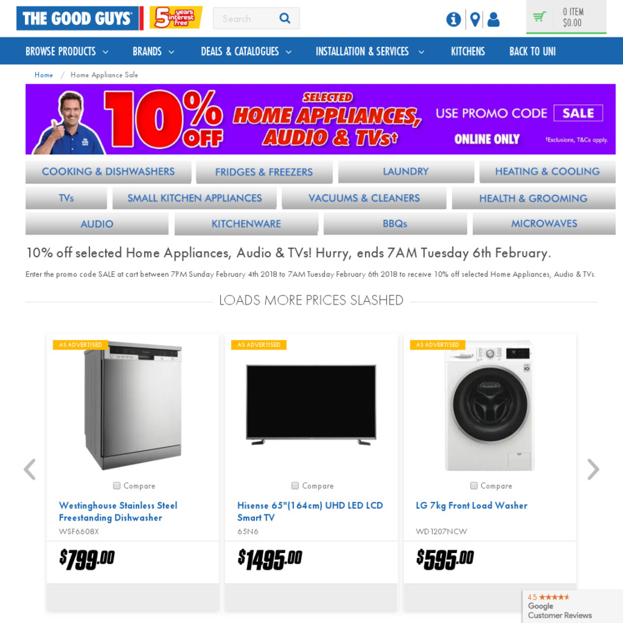 10 off Selected Home Appliances, Audio, TVs The Good Guys OzBargain