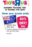 Toys "R" Us - Celebrate ANZAC Day with Your Very Own 40cm Flag for 99c