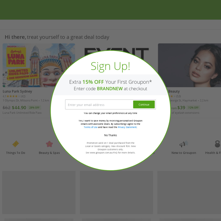 groupon 15 off new customer
