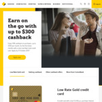 10% Cashback on Purchases for 3 Months (up to $100/Month) with Commonwealth Bank Low Rate Gold Credit Card ($89 Annual Fee)