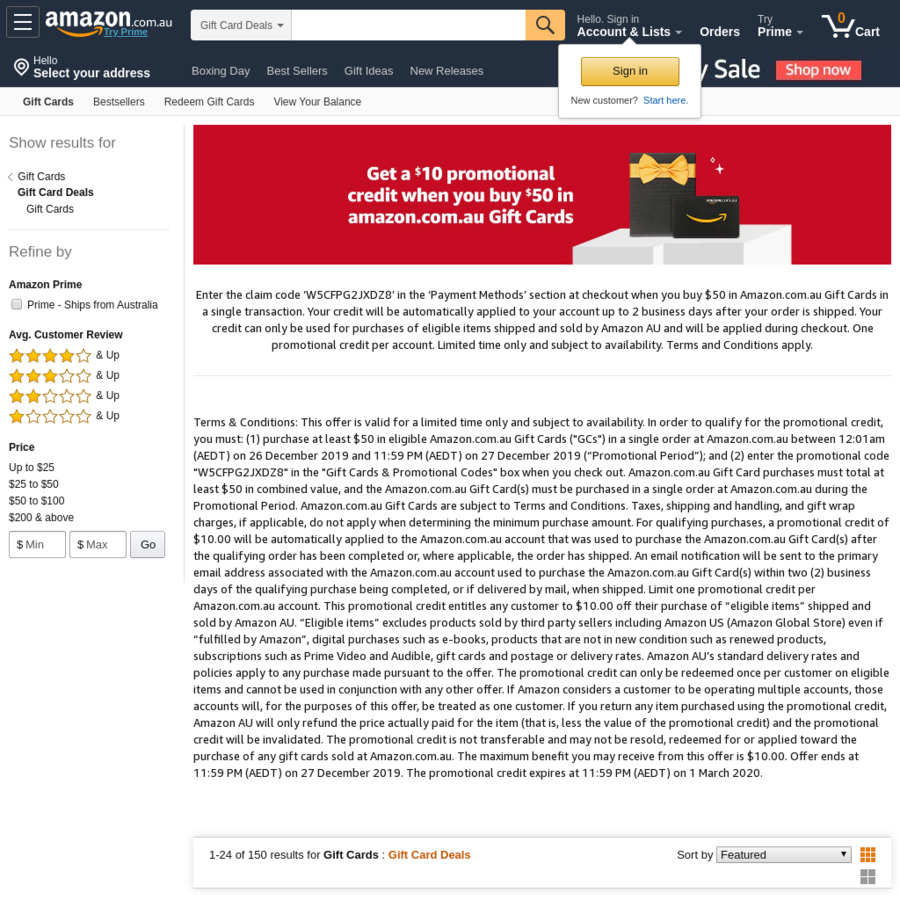 Get 10 Promotion Credit When You Buy 50 Or More In Amazon Au