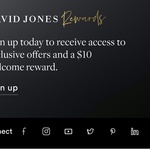 $10 Welcome Bonus with Free Sign up @ David Jones Rewards