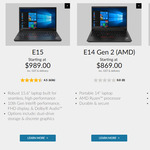 Lenovo E14 ($869) E15 ($859) AMD 4500U with 8G RAM and 256GB SSD (Student Deals) @ Lenovo Student Store