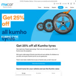 25% off Kumho Tyres @ mycar Tyre and Auto