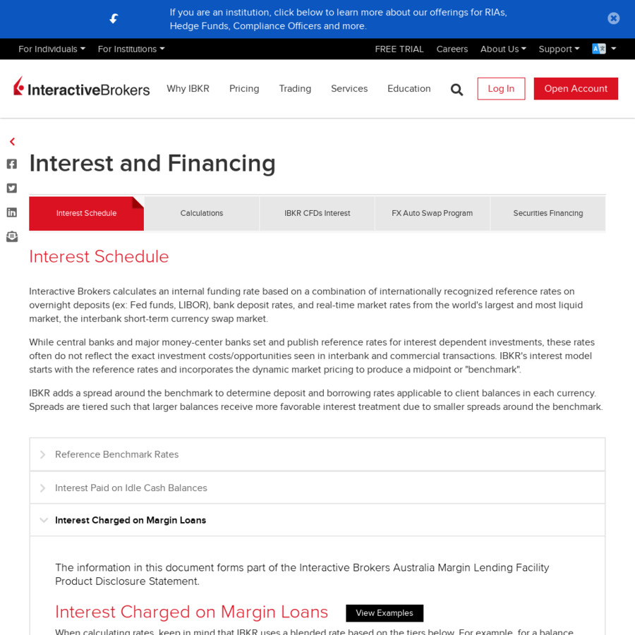 Margin loan rates