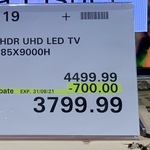Sony 85" X9000H 4K UHD Bravia LED TV $3799.99 @ Costco Warehouse (Membership Required)