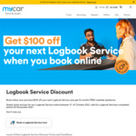 Get $100 off Your Logbook Service When You Book Online @ mycar Tyre & Auto