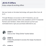 Access to JB Hi-Fi Solutions via Westpac Mobile App
