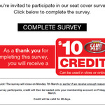 $10 Club Plus Credit for Completing Survey @ Supercheap Auto