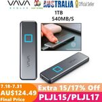 VAVA 1TB Portable External SSD Touch USB C Fingerprint 540MB/s $92.64 / $90.46 Delivered (with eBay Plus) @ Sunvalley-Group eBay