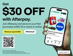 [Afterpay] $30 off Your First Purchase in-Store or Online (New Customers, First 5000, Min Spend $50) @ BIG W