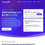 .au Domain Names $8.59 Per Year for 1-5 Years (Normally $12.95 Per Year), Web Hosting 3 Years $140.40 @ Hosting Cloud