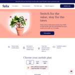 20% off First 3 Months All Plans: New Customers @ Felix Mobile