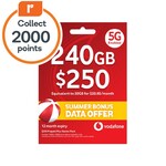 Vodafone $250 240GB 1-Year Prepaid Starter Pack & 2000 EDR Points for $150 in-Store Only @ Woolworths