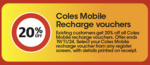 20% off Coles Mobile Recharge Vouchers @ Coles (In-Store)