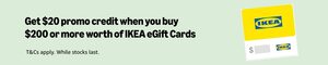 Buy $200 or More IKEA eGift Cards in 1 Transaction, Get $20 Promo Credit @ Amazon AU