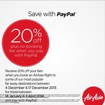 AIRASIA Save 20% off on Selected Flight Booked between 4 DEC and 17 DEC When Paying with PAYPAL