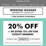 Metalicus 30% off Full Priced Items This Weekend