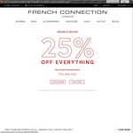 25% off Everything @ FCUK Online & Instore + Free Shipping