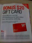 Westfield Bonus $20 Gift Card When You Purchase over $120 in One Transaction