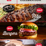 TGI Fridays - 2 for 1 Burgers, Steaks & Ribs with Purchase of Drinks (VIC/NSW/SA)