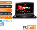 MSI GL72 6QF-480AU V2 17.3" i7-6700HQ, 16GB, 256GB, 1TB, GTX 960M Laptop $1511.20 @ PC Byte eBay